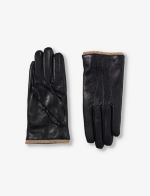 Dents Womens Black Lorraine Braided-trim Wool-blend Gloves