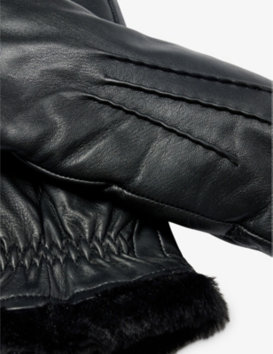 Shop Dents Women's Black Teresa Faux-fur-lined Leather Mittens