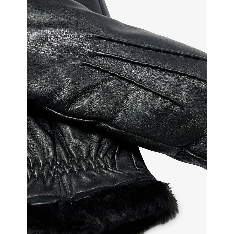 Shop Dents Womens Black Teresa Faux-fur-lined Leather Mittens