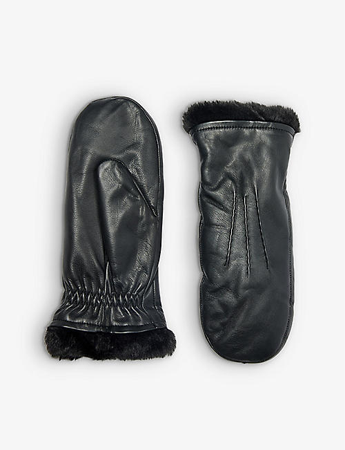DENTS: Teresa faux-fur-lined leather mittens