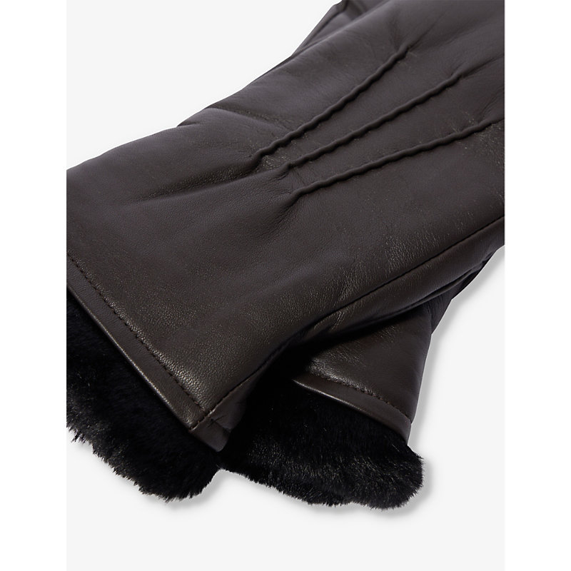 Shop Dents Womens Mocca Teresa Faux-fur-lined Leather Mittens