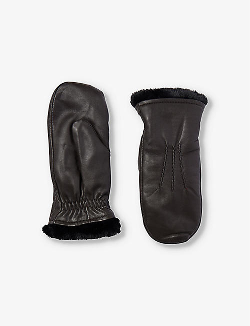 DENTS: Teresa faux-fur-lined leather mittens
