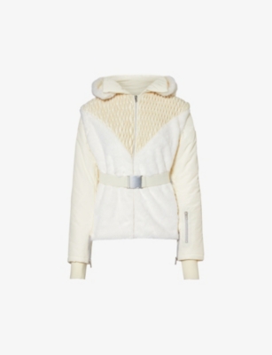 My Sunday Ski Womens Cream Ski-let Hooded Shell And Faux-fur Jacket In White