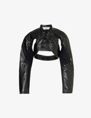 COPERNI: Twist-pattern cropped faux-leather jacket