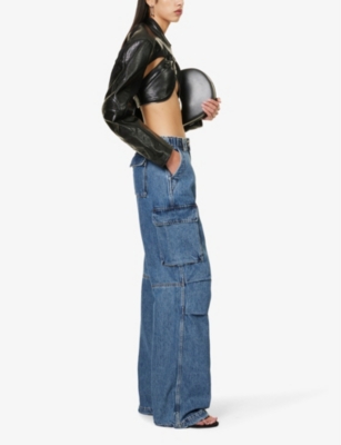 Shop Coperni Womens Washed Blue Straight-leg Mid-rise Denim Jeans