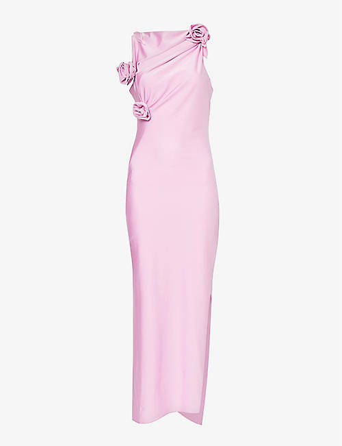 COPERNI: Flower-embellished asymmetric stretch-woven maxi dress