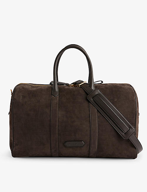 TOM FORD: Croc-embossed leather duffle bag