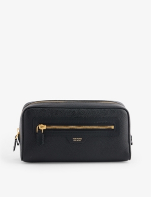 TOM FORD Brand foiled grained leather toiletry bag Selfridges