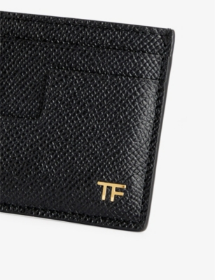 Shop Tom Ford Black Logo-embossed Leather Card Holder