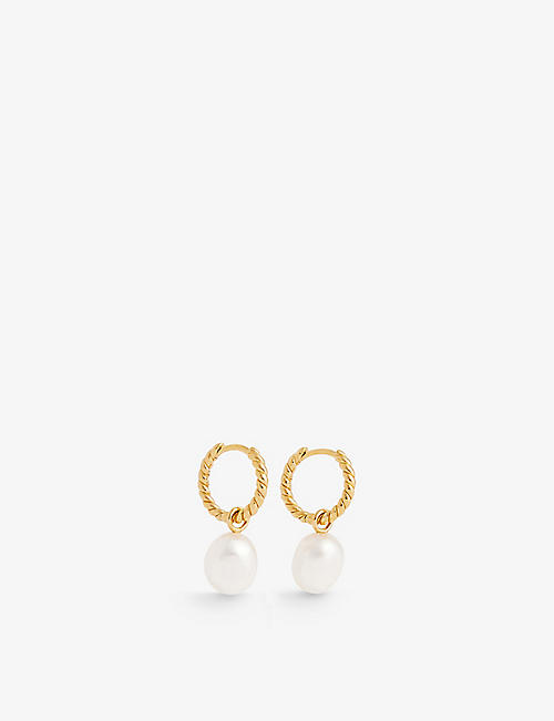 MISSOMA: Pearl Drop 18ct recycled yellow gold vermeil-plated sterling silver hoop earrings