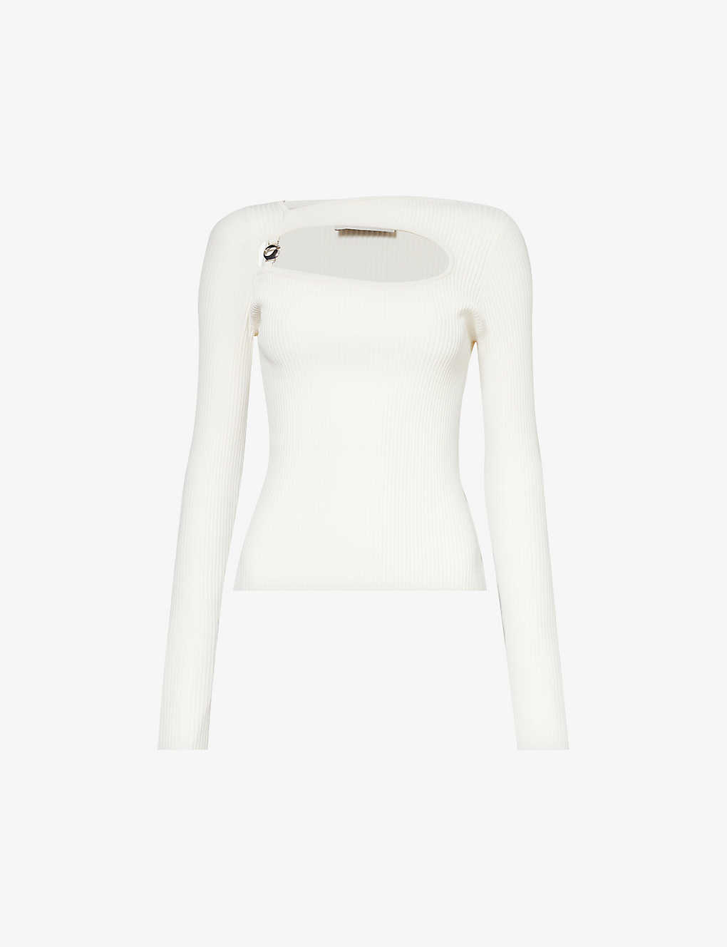 Shop Coperni Womens White Cut-out Slim-fit Knitted Top