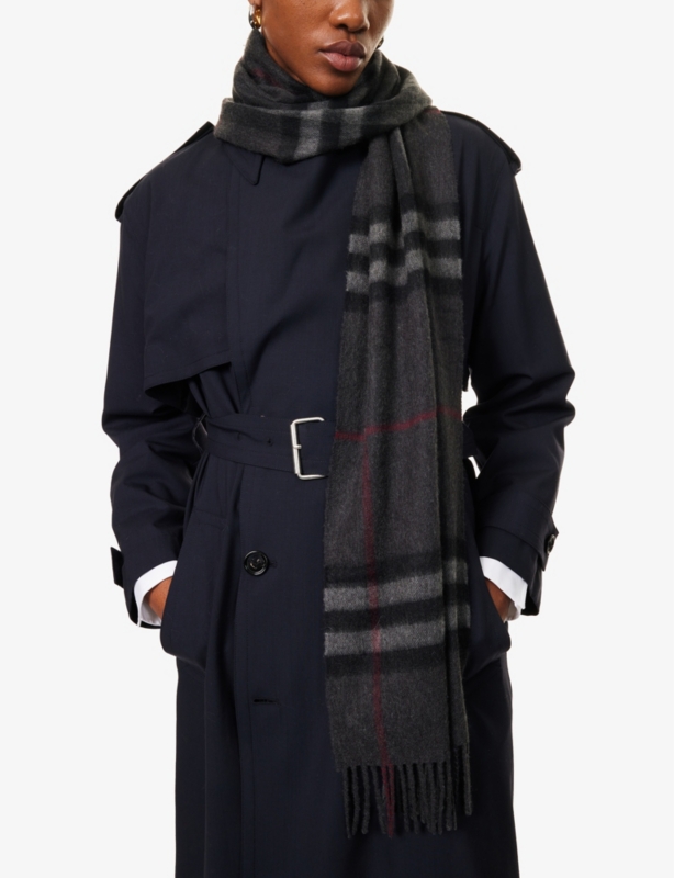 Giant Check tassel-trim cashmere scarf
