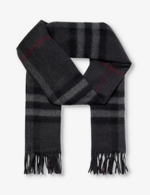 BURBERRY Giant Check tassel trim cashmere scarf Selfridges