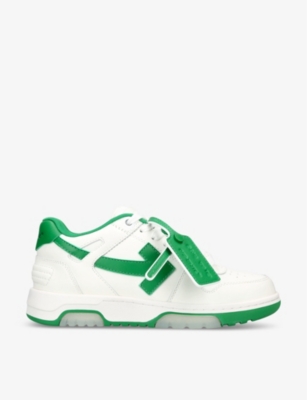 OFF-WHITE C/O VIRGIL ABLOH: OOO logo-embroidered leather low-top trainers