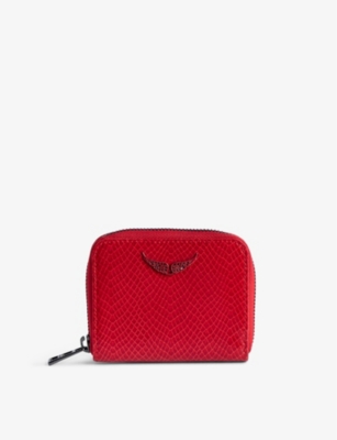 ZADIG&VOLTAIRE: Wing-embellished embossed-leather zip-around wallet