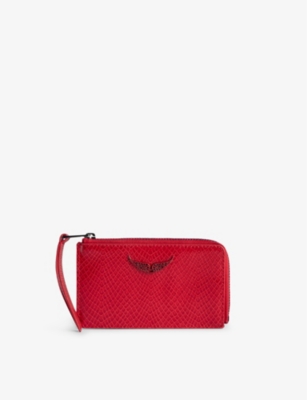 Shop Zadig & Voltaire Zadig&voltaire Women's Power Wing-embellished Embossed-leather Card Holder