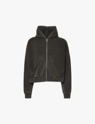 Entire Studios Eternal Zip Hooded Sweatshirt In Washed Black