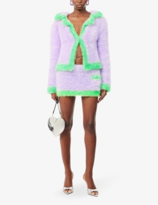 Shop Germanier Womens Purple Brushed-texture Knitted Mini Skirt