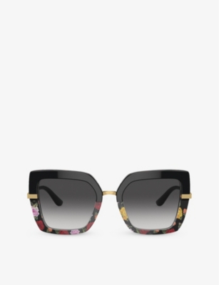 Shop Dolce & Gabbana Women's Black Dg4373 Square-frame Acetate Sunglasses