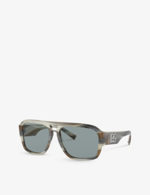 Shop Dolce & Gabbana Women's Grey Dg4403 Pilot-frame Tortoiseshell Acetate Sunglasses