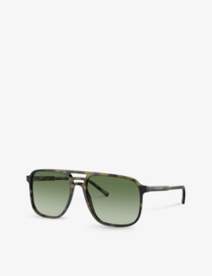 Shop Dolce & Gabbana Women's Green Dg4403 Pilot-frame Tortoiseshell Acetate Sunglasses