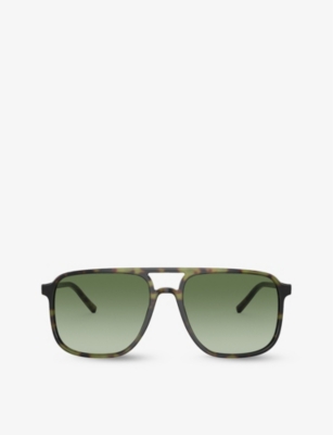 Dolce & Gabbana Dg4403 Pilot-frame Tortoiseshell Acetate Sunglasses In Green