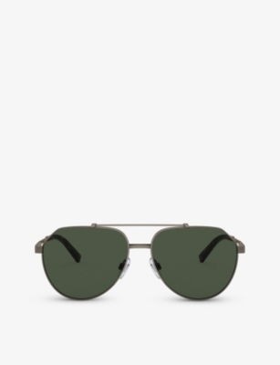 DOLCE & GABBANA: DG2288 pilot-frame steel sunglasses