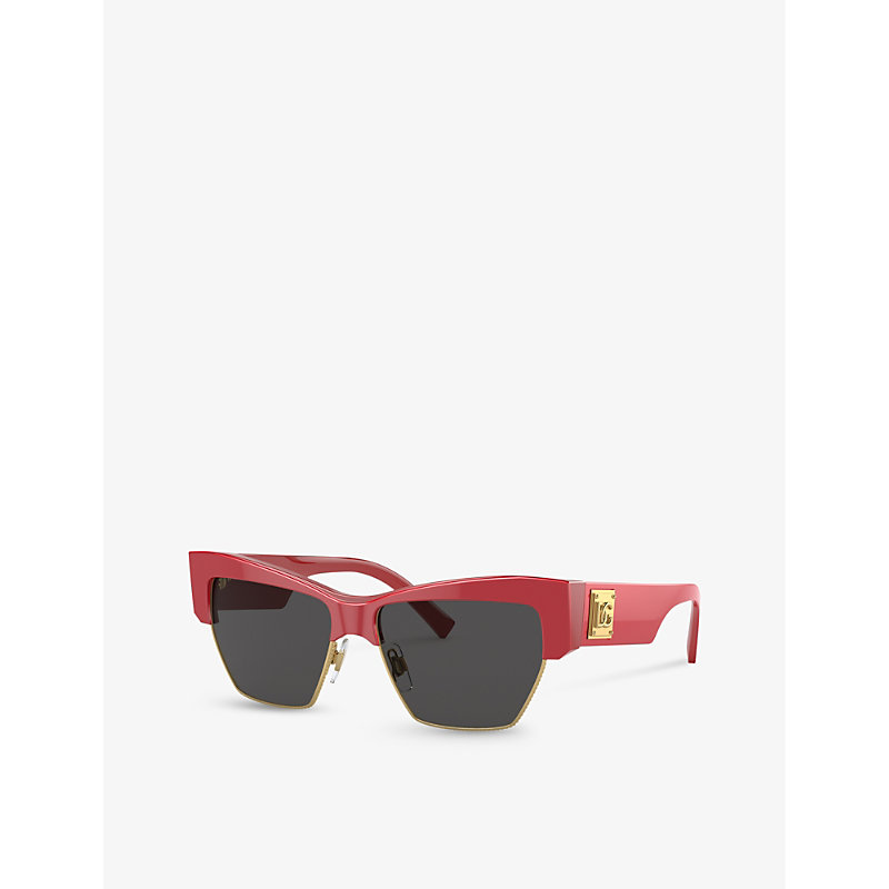 Shop Dolce & Gabbana Women's Red Dg4415 Cat-eye Acetate Sunglasses