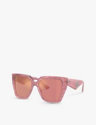 Shop Dolce & Gabbana Women's Pink Dg4438 Square-frame Acetate Sunglasses