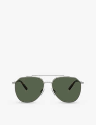Dolce & Gabbana Dg2296 Pilot-frame Steel Sunglasses In Silver