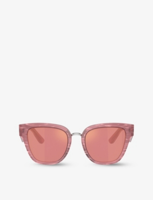 Shop Dolce & Gabbana Women's Pink Dg4437 Butterfly-shape Acetate Sunglasses