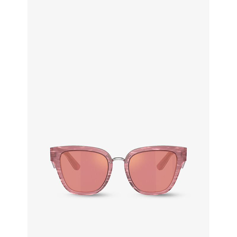 Shop Dolce & Gabbana Women's Pink Dg4437 Butterfly-shape Acetate Sunglasses