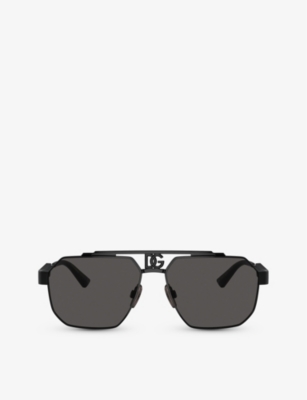 Dolce & Gabbana Dg2294 Pilot-frame Steel Sunglasses In Black