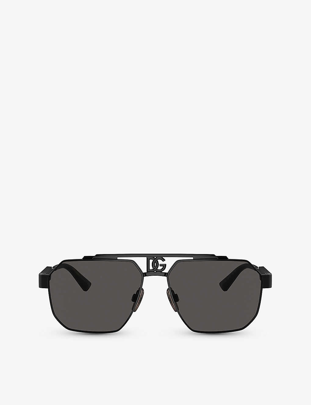 Dolce & Gabbana Dg2294 Pilot-frame Steel Sunglasses In Black