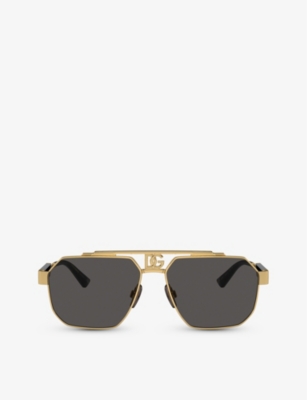 Dolce & Gabbana Dg2294 Pilot-frame Steel Sunglasses In Gold