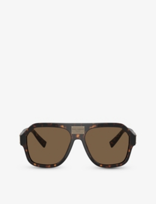 Dolce & Gabbana Dg4433 Pilot-frame Acetate Sunglasses In Brown