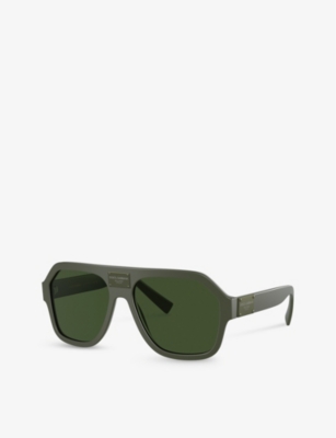Shop Dolce & Gabbana Women's Green Dg4433 Pilot-frame Acetate Sunglasses