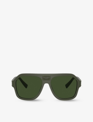 Dolce & Gabbana Dg4433 Pilot-frame Acetate Sunglasses In Green