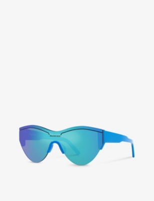 Shop Balenciaga Women's Blue 6e000185 Bb0004s Round-frame Acetate Sunglasses