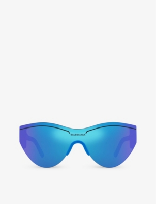 Shop Balenciaga Womens Blue 6e000185 Bb0004s Round-frame Acetate Sunglasses