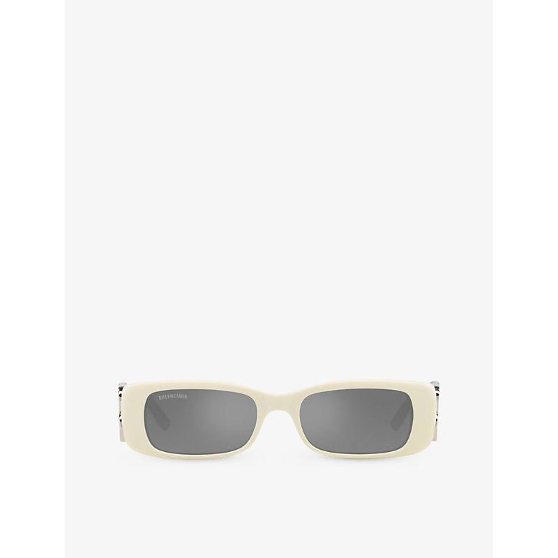 Balenciaga Mens White 6e000253 Bb0096s Rectangle-shape Acetate Sunglasses