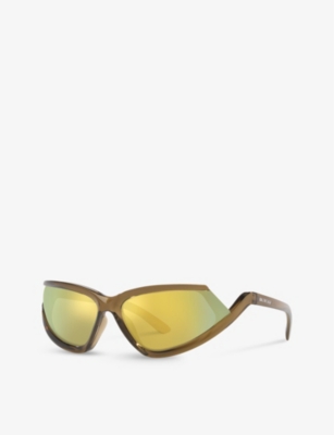 Balenciaga Mens Brown 6e000312 Bb0289s Rectangle-shape Injected Sunglasses In Brown