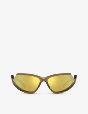 Shop Balenciaga Mens Brown 6e000312 Bb0289s Rectangle-shape Injected Sunglasses