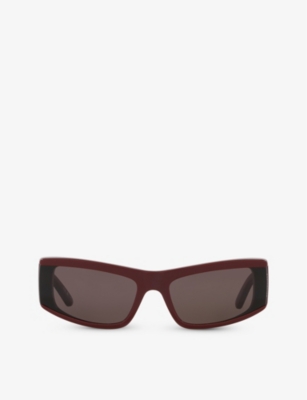 Shop Balenciaga Womens Red 6e000315 Bb0301s Cat-eye Frame Acetate Sunglasses
