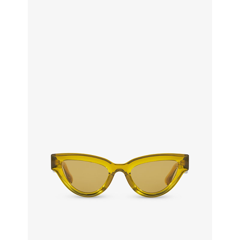 Bottega Veneta Womens Brown 6j000413 Bv1249s Cat Eye-frame Injected Sunglasses In Yellow