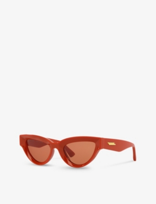 Bottega Veneta Womens Orange 6j000413 Bv1249s Cat Eye-frame Injected Sunglasses In Orange