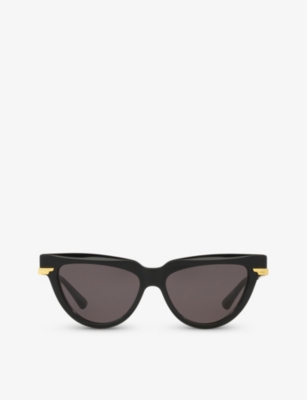 Shop Bottega Veneta Women's Black 6j000421 Bv1265s Cat Eye-frame Acetate Sunglasses