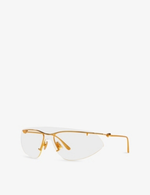BOTTEGA VENETA: BV1272S Rectangle-Frame Metal Glasses