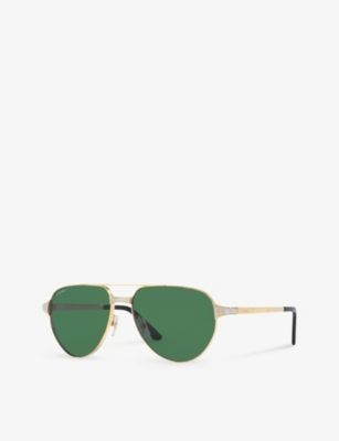 Cartier Mens Gold Ct0425s Pilot-frame Metal Sunglasses In Gold