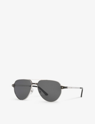 CARTIER: CT0425S pilot-frame metal sunglasses